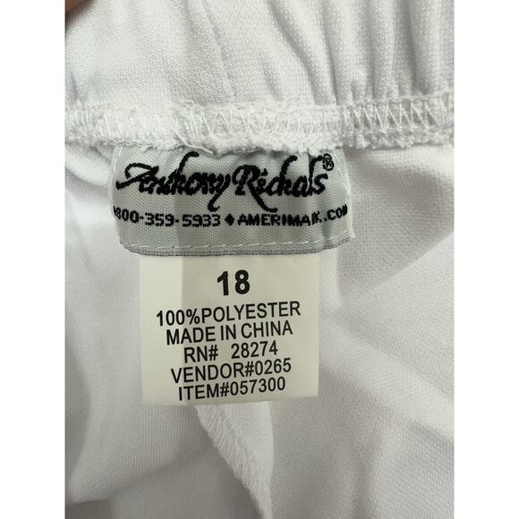 Anthony Richards Womens Pants Size 18 Misses White Knit OPP Pant Elastic Waist - Picture 3 of 12